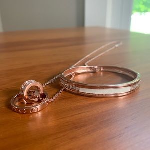 Rose gold bracelet & necklace set